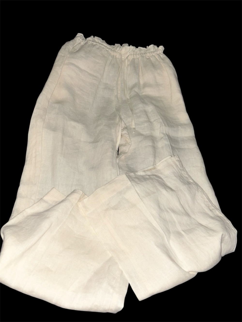 Bella Dahl 100% Linen Wide Leg Paperbag Waist Pants Oatmeal Small MSRP 160$